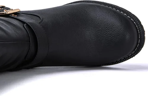 Vista 2 de GLOBALWIN Botas altas acolchadas hasta la rodilla para mujer, de tacón bajo, cómodas, a la moda, elegantes, botas de montar para mujer