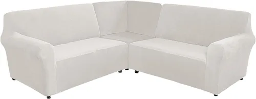 Vista 15 de YOPOIY Fundas de terciopelo para sofá esquinero, 3 piezas, en forma de L, alta elasticidad, suave y lavable a máquina, protector de muebles