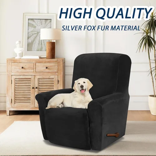 Vista 2 de Asnomy Fundas para Silla Reclinable Lazy Boy con Bolsillos, Fundas Elásticas de Terciopelo para Sofá, Fundas de 1 Pieza para Muebles, Protector