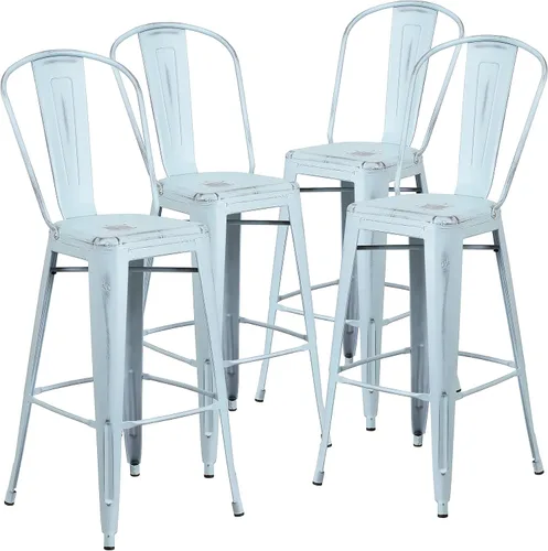 Vista 15 de Taburete Flash Furniture de bar, hecho de metal para interior y exterior, Metal, Negro