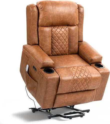 Vista 8 de Silla reclinable eléctrica para personas mayores con masaje por vibración y calefacción lumbar, sofá individual eléctrico de piel sintética