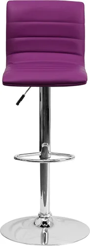 Vista 60 de Flash Funiture silla de bar ajustable con base cromada, Vinilo, Gris
