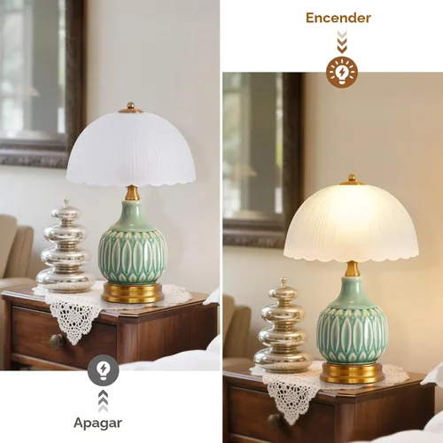 Vista 7 de Lámpara Vintage para Sala de Estar, Lámparas de Mesa de Cerámica Modernas de 16" para Dormitorio, Lámparas Tradicionales Retro de Mesita de Noche