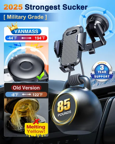 Vista 4 de VANMASS [Versión Pro] Soporte Universal para Teléfono de Coche [Ventosa Super 2025] Soporte para Teléfono de Coche, Soporte para Teléfono Celular