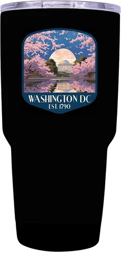 Vista 32 de Washington, D.C. Souvenir - Vaso aislado de acero inoxidable, 24 onzas, color negro, A