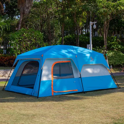 Vista 4 de KTT Extra Large Tent 10-12-14 Person(Style-B),Family Cabin Tents,2 Rooms,3 Doors and 3 Windows with Mesh,Straight Wall,Waterproof,Double Layer,Big