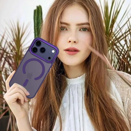 Vista 1093 de Anuck - Funda magnética para iPhone 11 compatible con MagSafe, carcasa trasera mate translúcida dura, borde de TPU, delgada, resistente a impactos