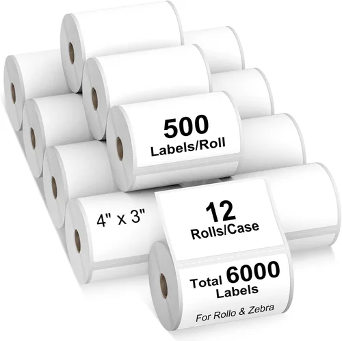 Vista 14 de AveneMark 12 rollos de etiquetas térmicas directas adhesivas de 2" x 1" para códigos de barras, direcciones postales, etiquetas de envío compatibles