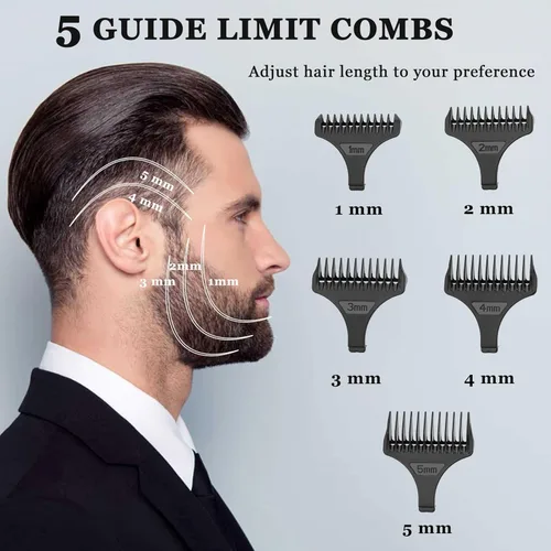 Vista 5 de KEMEI 3023-702 - Cortadora de pelo y barba para hombres, 9000 RPM sin huecos para barberos con cuerpo de metal completo, cortapelos profesional