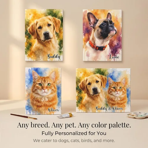 Vista 4 de Custom Pet Portrait from Photo Watercolor Painting, Personalized Dog Mom Gifts for Women, Pet Memorial & Loss of Dog Sympathy Gift, Custom Dog & Cat