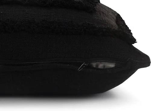 Vista 8 de Funda de almohada de algodón natural con bordes negros
