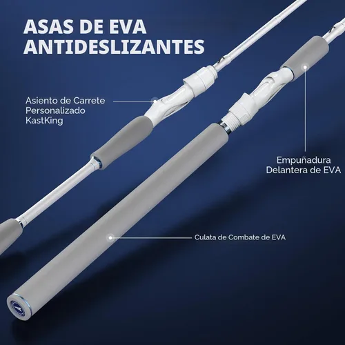 Vista 6 de KastKing Centron Lite Set de 2 cañas de pescar de grafito IM6/guías de acero inoxidable con anillos de cerámica/asas contorneadas de EVA/talón