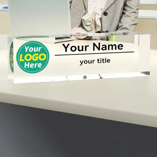 Vista 2 de Placa de nombre personalizada para escritorio MXZLBY Regalos para oficina Decoraciones de oficina para el trabajo Personaliza tus placas
