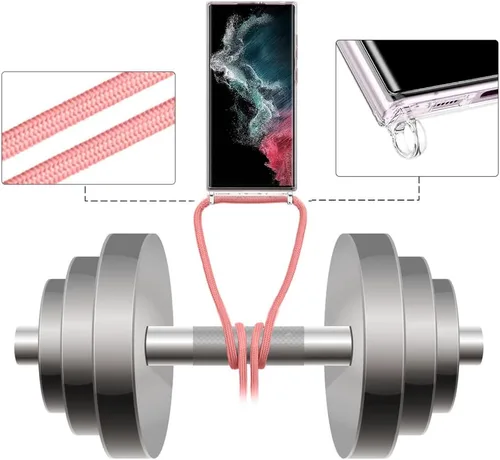 Vista 2 de Funda transparente compatible con Samsung Galaxy S22 Ultra con correa ajustable para el cuello, funda cruzada para Galaxy S22 Ultra, TPU