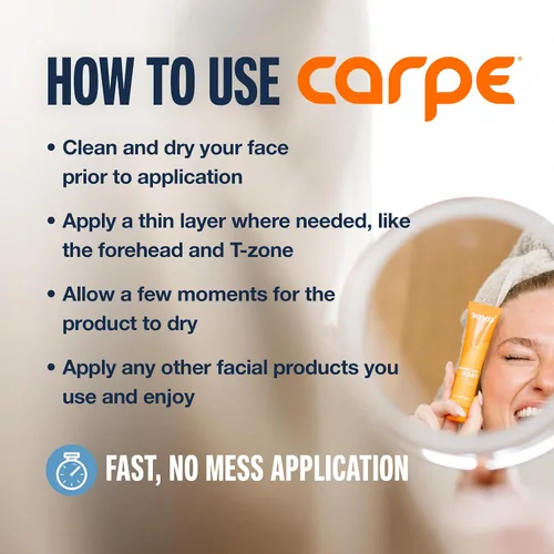 Vista 5 de Carpe Loción Facial Absorbente de Sudor para Control de Piel Grasa, Loción Facial Matificante con Ácido Hialurónico Hidratante y Escualano, Sin