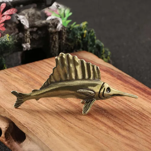 Vista 2 de Gold Decorated Bronze Fish Statue - Zen Meditation Decoration for Living Room, Spa, Yoga Studio Center Decor