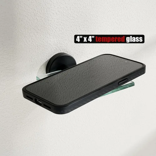 Vista 7 de JQK Pequeños estantes flotantes de vidrio negro, repisas de exhibición de 4 pulgadas para pared, mini decoración, sala de estar, dormitorio, baño