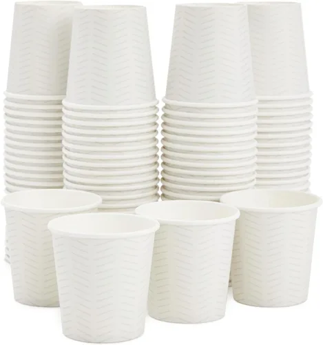 Vista 10 de Sparkle and Bash Paquete de 100 mini vasos de papel desechables de 4 onzas para expreso, enjuague bucal, té, café, arcoíris Colorido