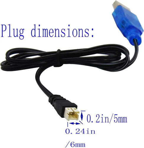 Vista 4 de Blomiky 1S Lipo 3.7V-3.8V 0.5A Cable de carga USB con conector PH2.0 enchufe compatible con EMAX Small Hawk S o Free Style RC Drone / 3.7V Ph2.0 USB