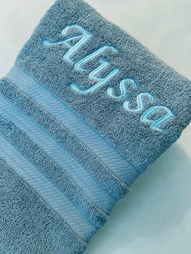 Vista 6 de Liberty21 Toallas de baño y manos bordadas de lujo, 100% algodón. Toallas bordadas personalizadas con monogramas. El juego incluye 1 toalla de baño