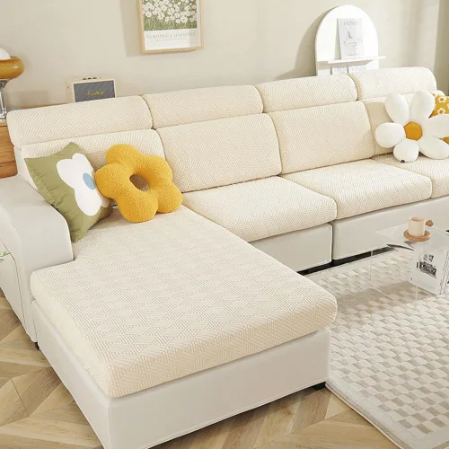 Vista 5 de vctops Fundas elásticas para sofá mágico y seccional, resistentes al desgaste, antideslizantes, en forma de L, protector de muebles, 1 pieza