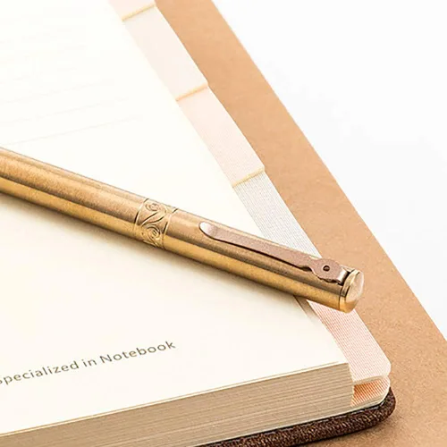 Vista 7 de Pluma retráctil de latón macizo de repuesto giratorio, bolígrafo de firma de bolsillo EDC con clip
