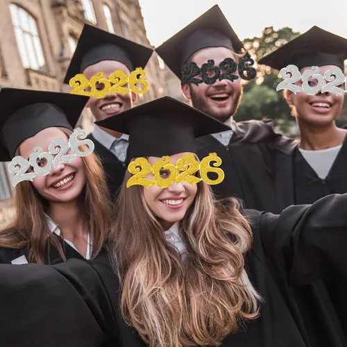 Vista 7 de 6 pares de anteojos de Nochevieja 2026 con purpurina número de lentes para fiesta 2026, divertidos lentes de sol novedosos para celebración de Año