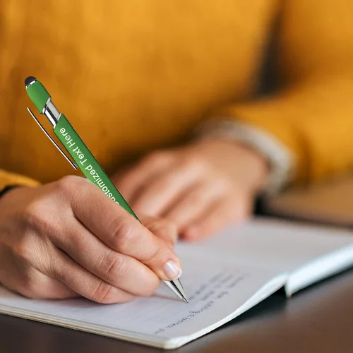 Vista 6 de EAQ Bolígrafos personalizados grabados personalizados con punta de lápiz capacitivo, bolígrafos con nombre de texto y mensaje para aniversarios