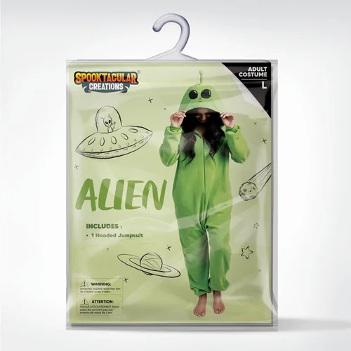 Vista 6 de Spooktacular Creations Unisex Adult Alien Pajama Plush Costume with Hat for Dress Up Role Play Party Halloween Costume