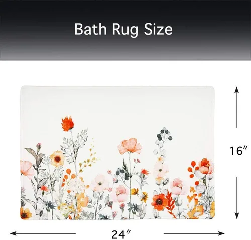 Vista 2 de LIVILAN - Tapete de baño de flores y hojas, de 24 x 16 pulgadas