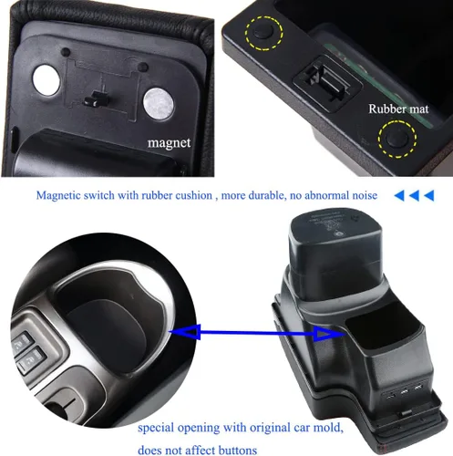 Vista 2 de para Nissan Juke Caja de Apoyabrazos de Consola de Doble Capa con Almacenamiento y 3 Puertos USB