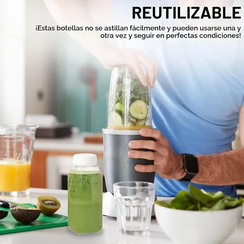 Vista 2 de 8 Oz. Empty Clear PET botellas plásticas de jugo con tapa por MT Products - Set de 12 botellas y 12 tapas