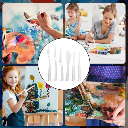 Vista 6 de 30 cuchillos de paleta de plástico, juego de cuchillos de paleta delgados y flexibles, cuchillos de arte, cuchillos de paleta para pintura acrílica