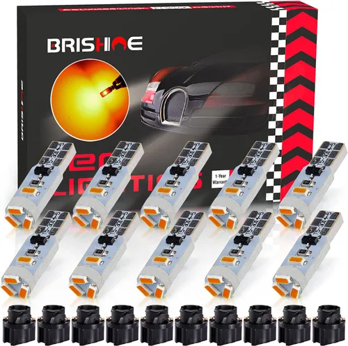 Vista 13 de 10X Bombillas LED T5 Ámbar Amarilla Canbus Sin Errores 3014 Chipsets 74 2721 37 PC74 70 73 17 Bombillas LED para Interior, Panel de Instrumentos