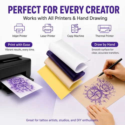 Vista 4 de 30 Sheets A4 Tattoo Transfer Paper, 4-Layer Thermal Stencil Sheets