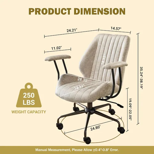 Vista 2 de Silla ergonómica de oficina giratoria de piel sintética para oficina en Beige
