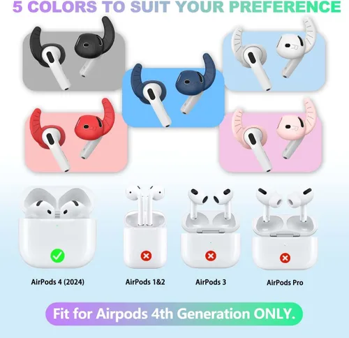 Vista 7 de 5 pares de ganchos para las orejas para auriculares AirPods 4, funda deportiva antideslizante para las orejas AirPod 4, silicona suave, accesorios