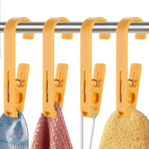 Vista 8 de Ganchos de Lavandería con Clips Colgador Organizador de Armario Pinzas Calcetines Botas Sujetadores Toallas para Baño Armario Cocina Oficina 4 Negro