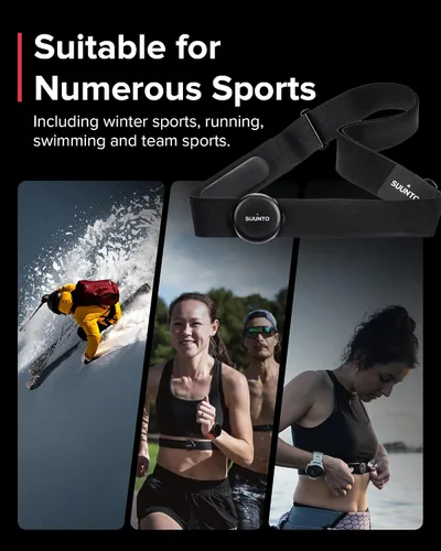 Vista 7 de SUUNTO Cinturón inteligente de frecuencia cardíaca: seguimiento superior de la frecuencia cardíaca, ajuste cómodo, negro