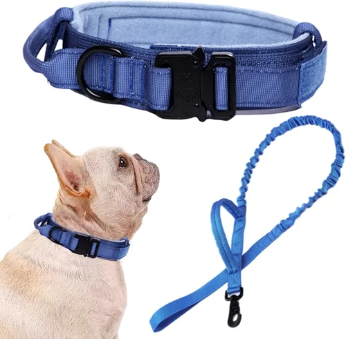 Vista 45 de Collar táctico para perro, ajustable, militar, de nailon, con asa de control y hebilla de metal resistente para perros medianos y grandes (negro, S)