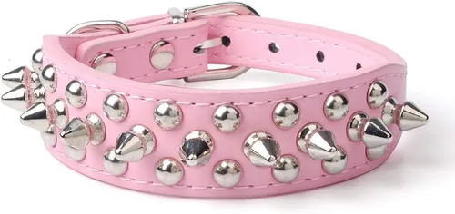 Vista 8 de Collares de piel sintética ajustable con remaches y tachuelas de hongos para gatos, cachorros, perros