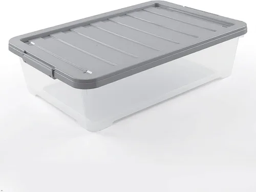 Vista 8 de 4 paquetes de cajas de almacenamiento debajo de la cama de 40 cuartos de galón, de plástico transparente debajo de la cama Plastic Underbed