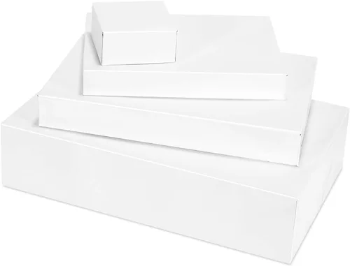 Vista 4 de MOMONI Cajas de regalo blancas de alta calidad de 13 piezas con tapas de varios tamaños con batas de 4 pulgadas de profundidad, juego para envolver