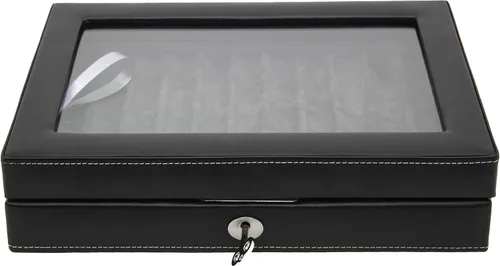 Vista 7 de Tech Swiss TS0432BLK, 11 Pen Box Display Storage Cuero Negro