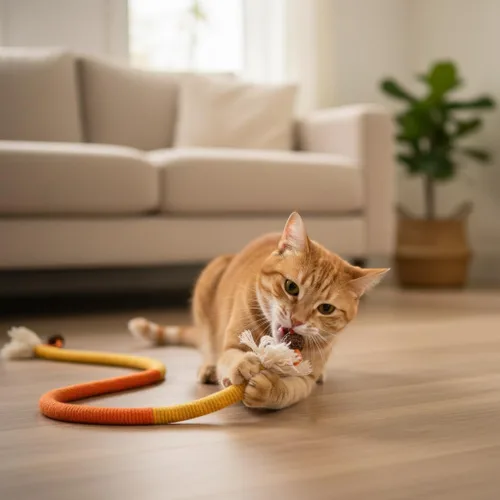 Vista 5 de Cuerda masticable duradera y segura: 3 piezas de algodón orgánico natural para gatos de interior, juguetes masticables con infusión de hierba gatera