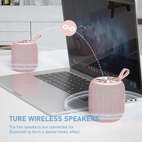 Vista 5 de Altavoces Bluetooth portátiles inalámbricos impermeables IPX7 Bluetooth 5.0 doble emparejamiento mini altavoz de ducha, sonido envolvente estéreo