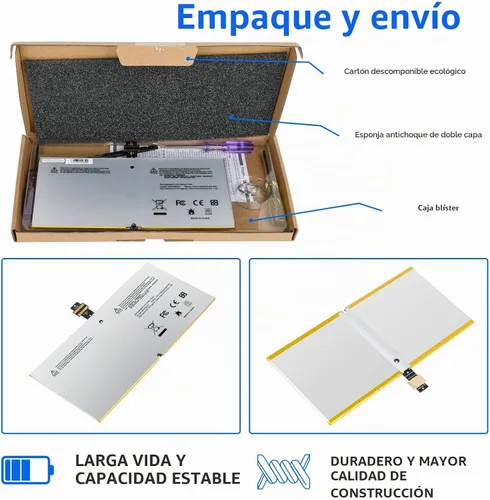 Vista 7 de Futurebatt DYNR01 G3HTA027H - Batería de repuesto para laptop Microsoft Surface Pro 4 1724 12.3 pulgadas Tablet Series G3HTA026H G3HTA027H 7.5V