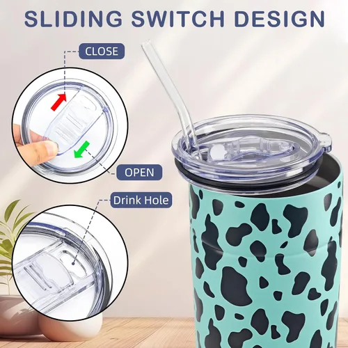 Vista 3 de 1 tapa de repuesto para vaso de 40 onzas, solo compatible con vaso de acero inoxidable Silver Buffalo, reutilizable, a prueba de derrames, apto