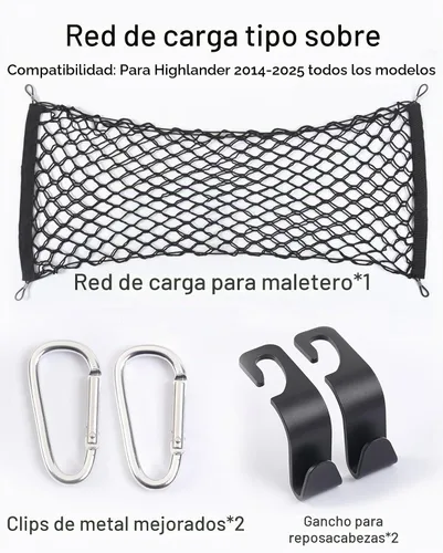 Vista 2 de Red de carga para Toyota Highlander - Organizador de almacenamiento de maletero elástico resistente estilo sobre para Highlander 2014-2025, Red