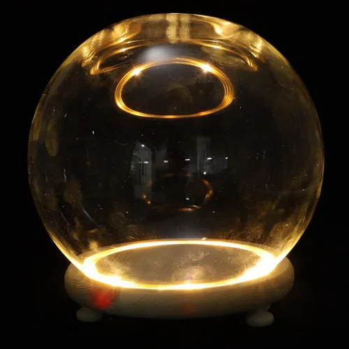 Vista 7 de EXCEART Cúpula de cristal con base de madera de 4 pulgadas transparente para decoración del hogar con contenedor de flores preservadas con luz LED